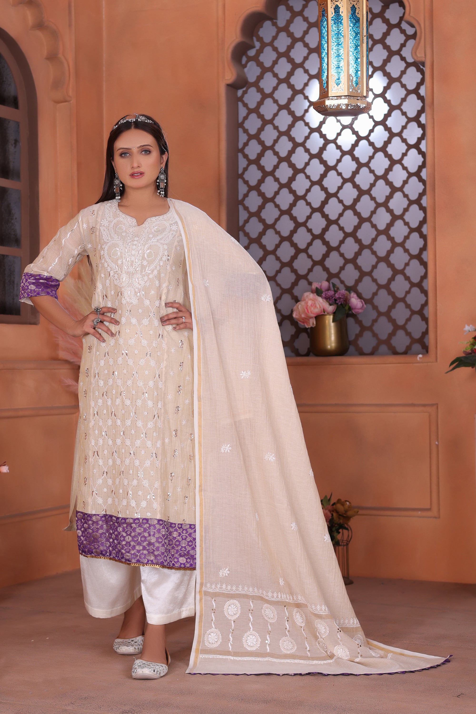 Lucknowi Suit With Inner Bottom and Duppata