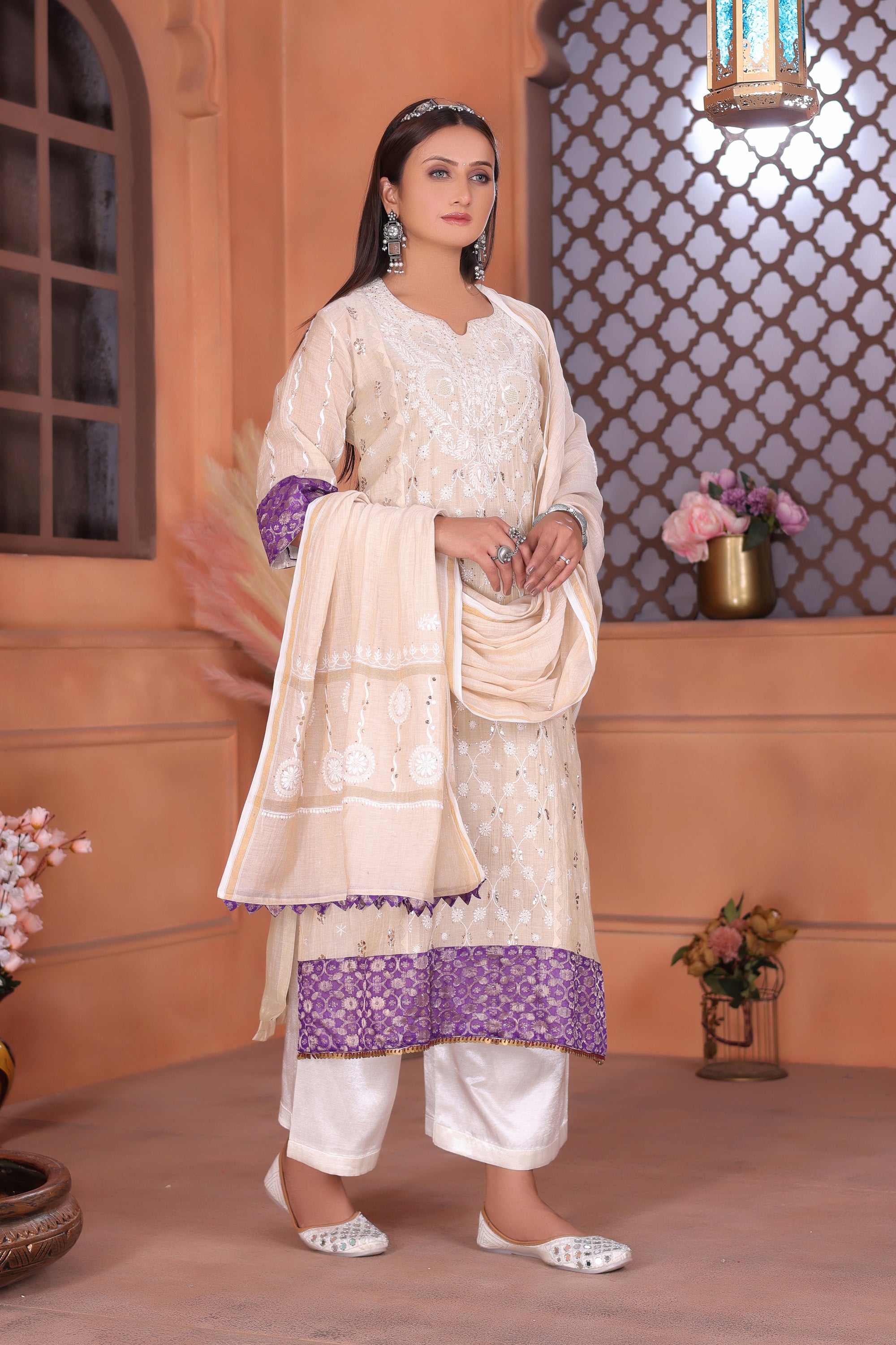 Lucknowi Suit With Inner Bottom and Duppata