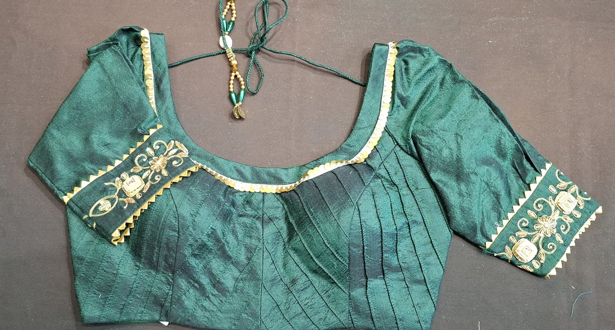 Green raw silk blouse