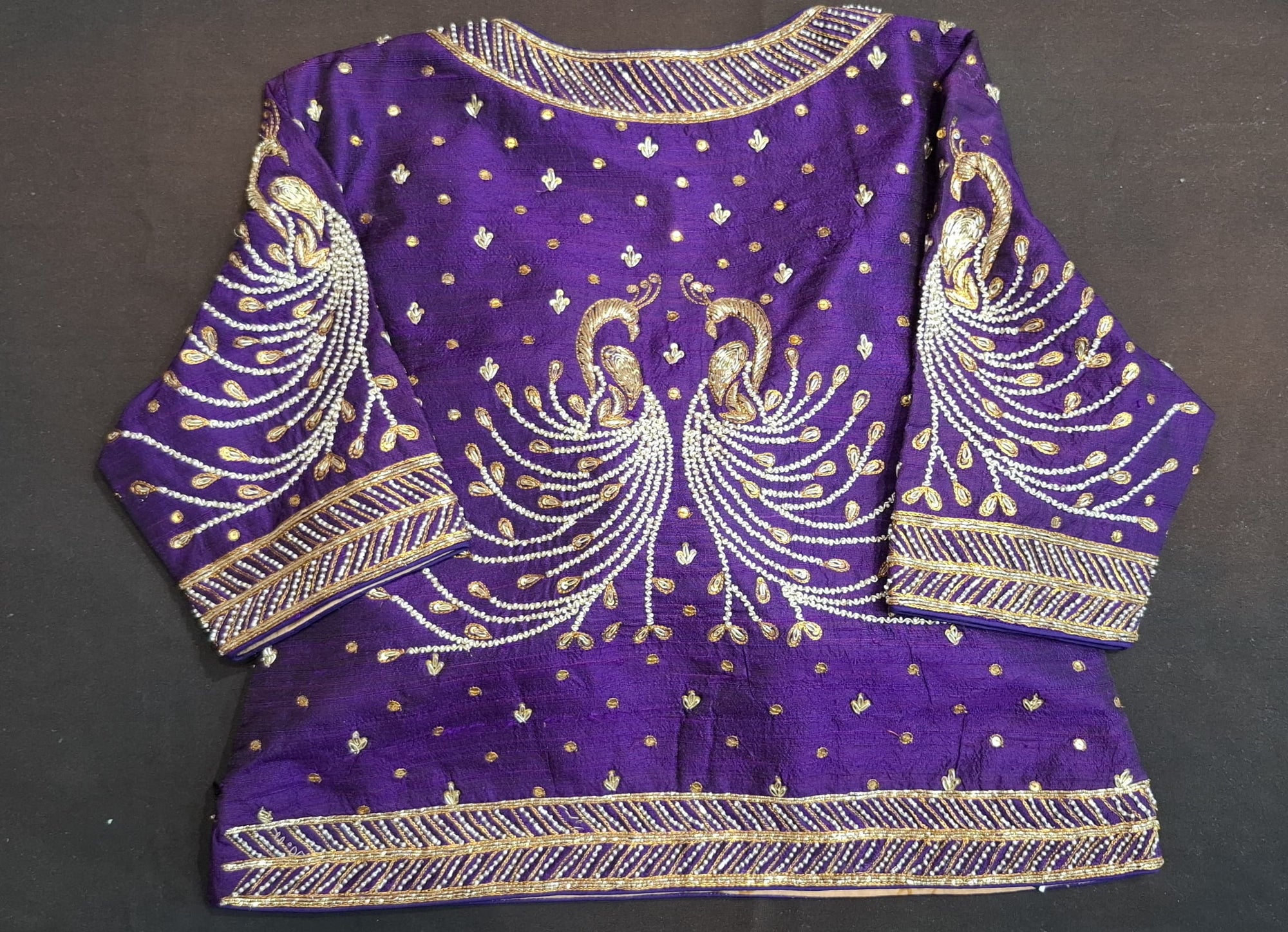 Purple raw silk poshak blouse