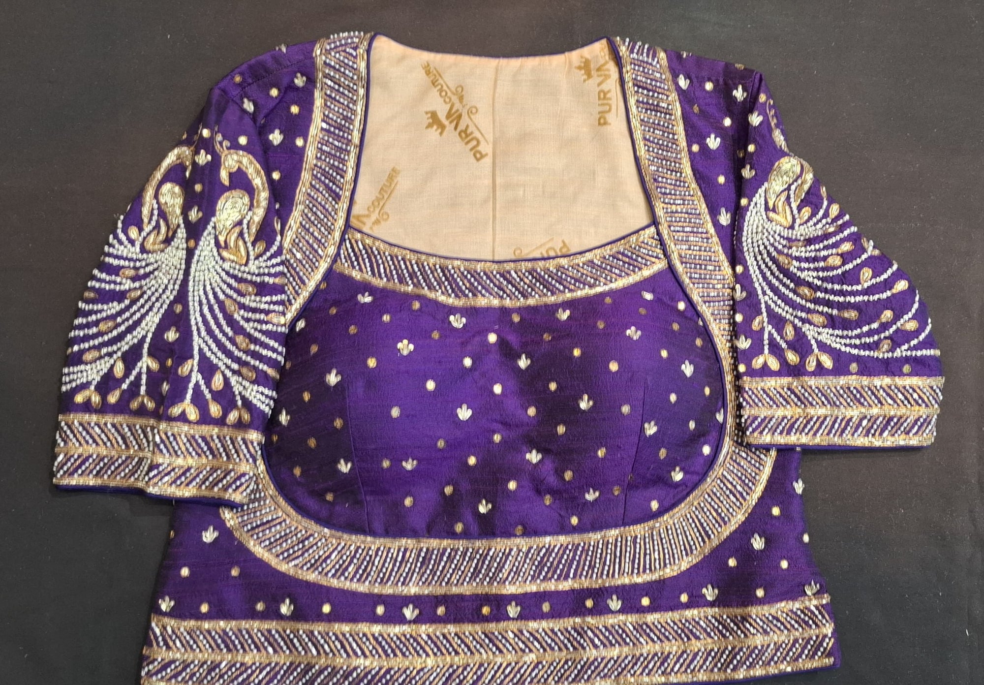 Purple raw silk poshak blouse