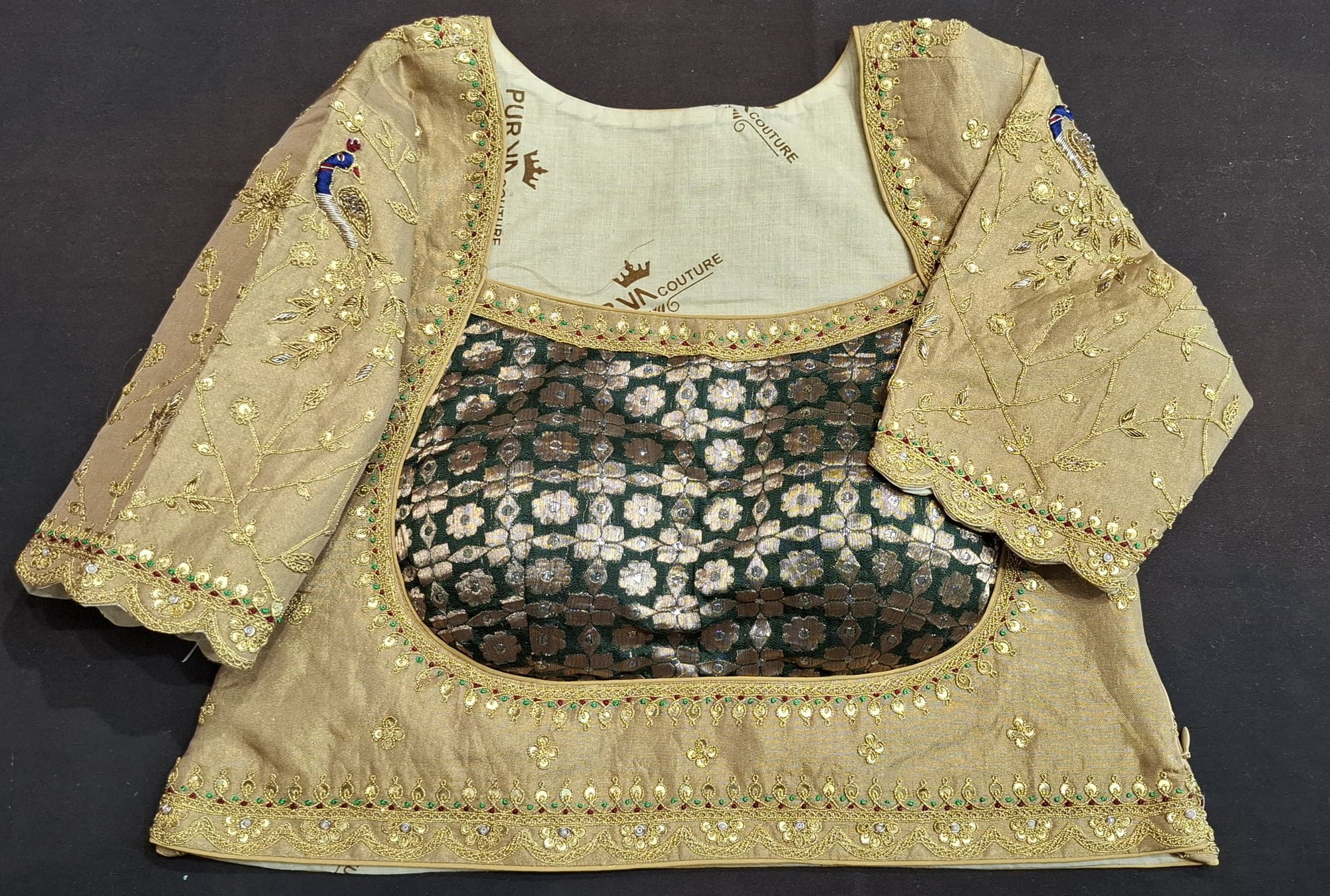 Gold tissue marodi work blouse