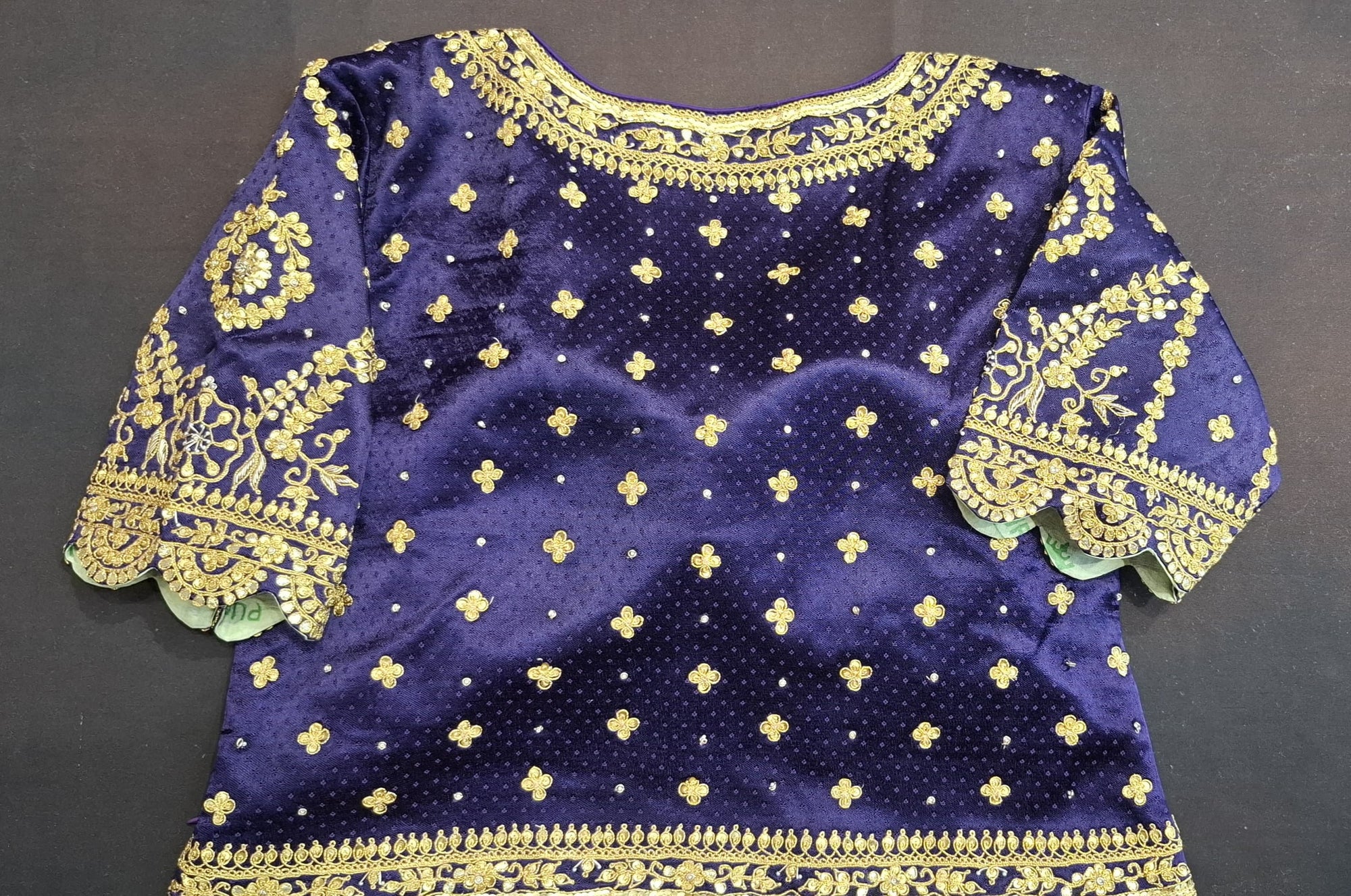 Navy blue marodi work poshak blouse