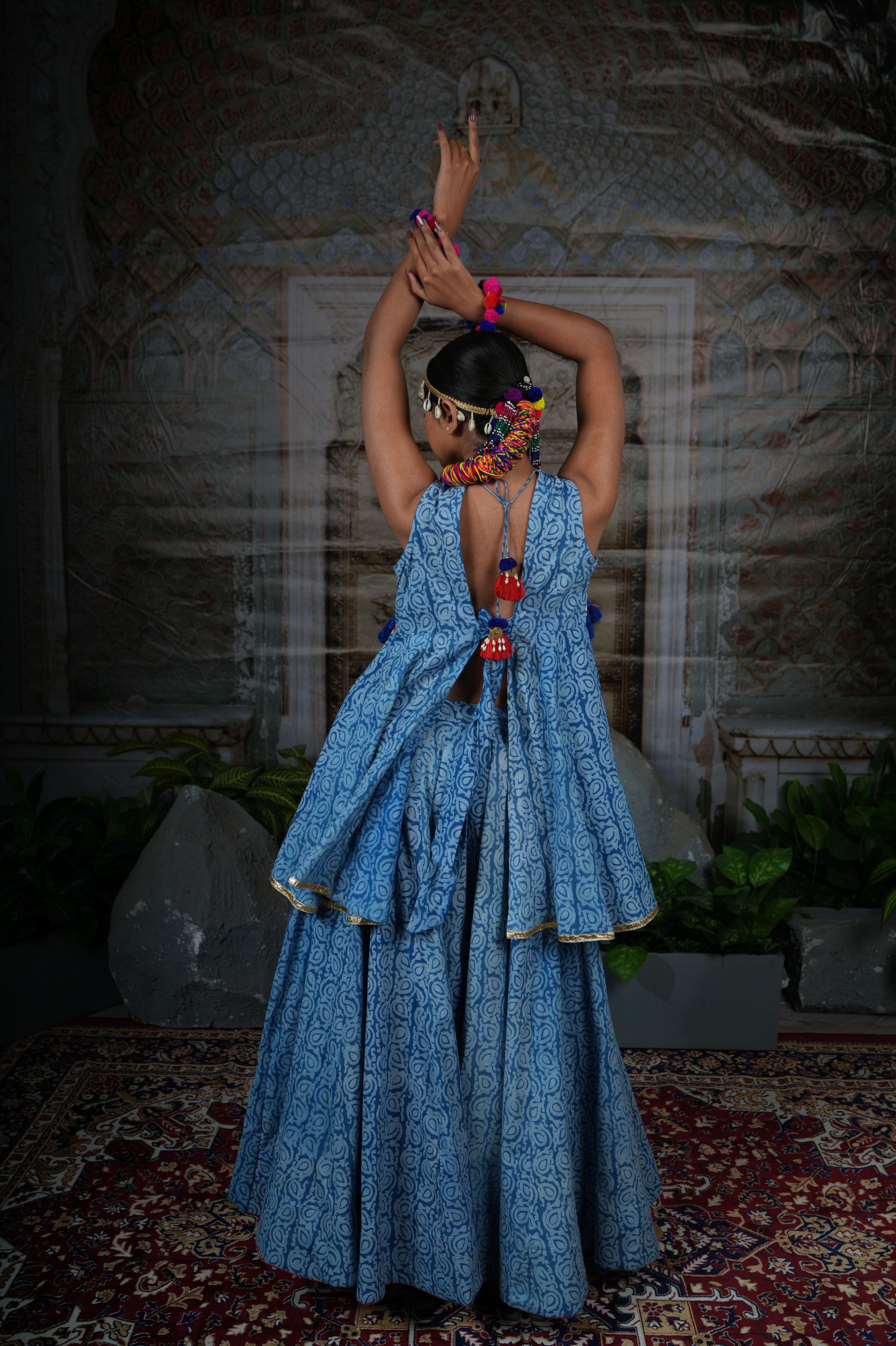 Hand embroidreded top with flared lehnga set