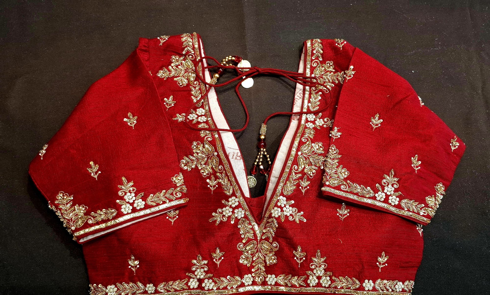 RED RAW SILK BLOUSE