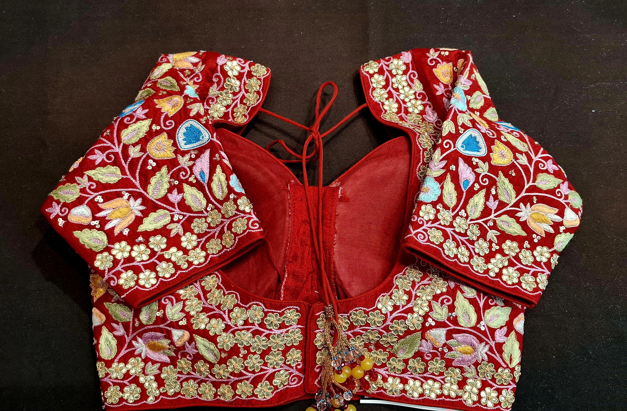 RED RAW SILK MARODI BLOUSE