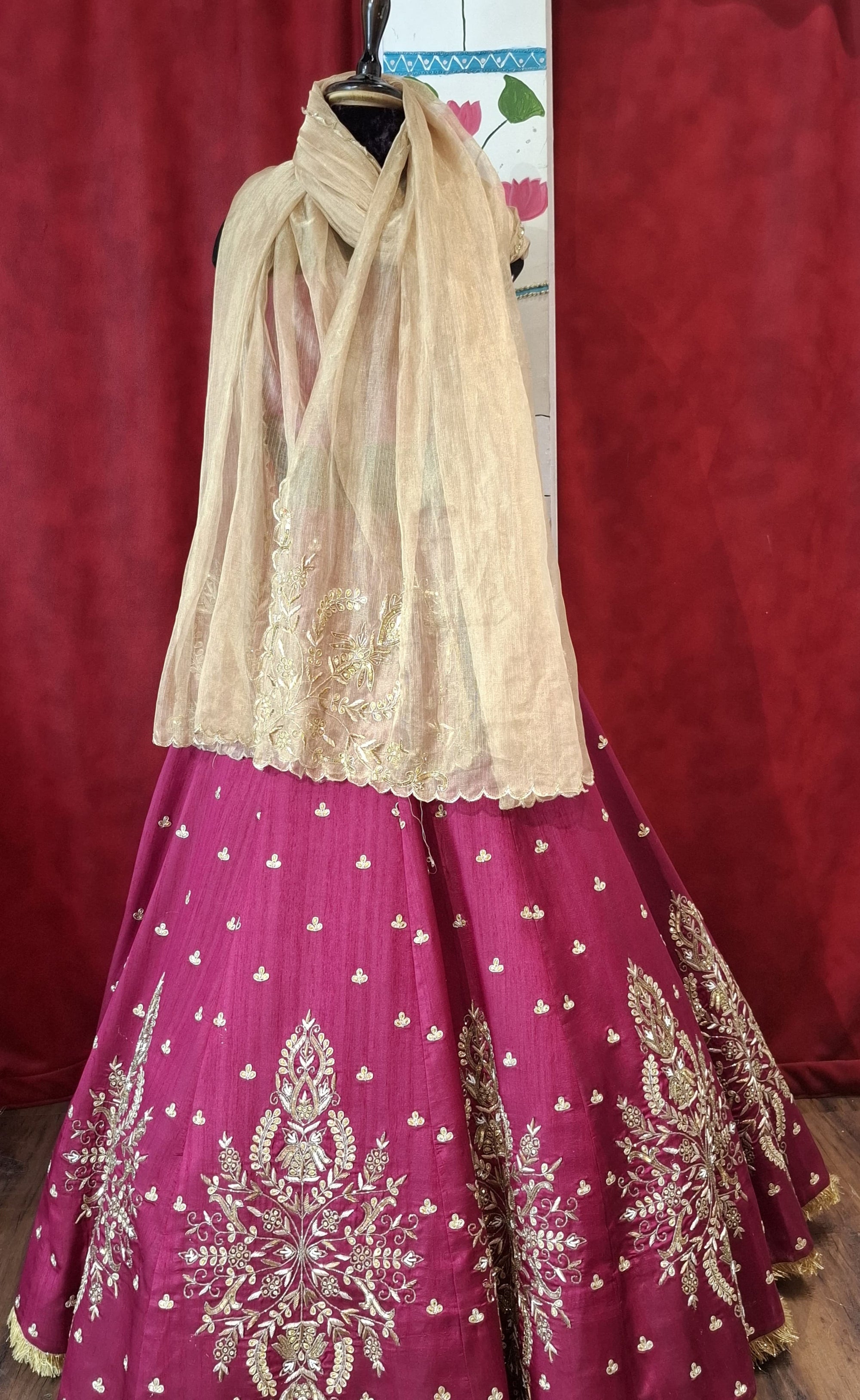 Ruby lehnga with dupatta