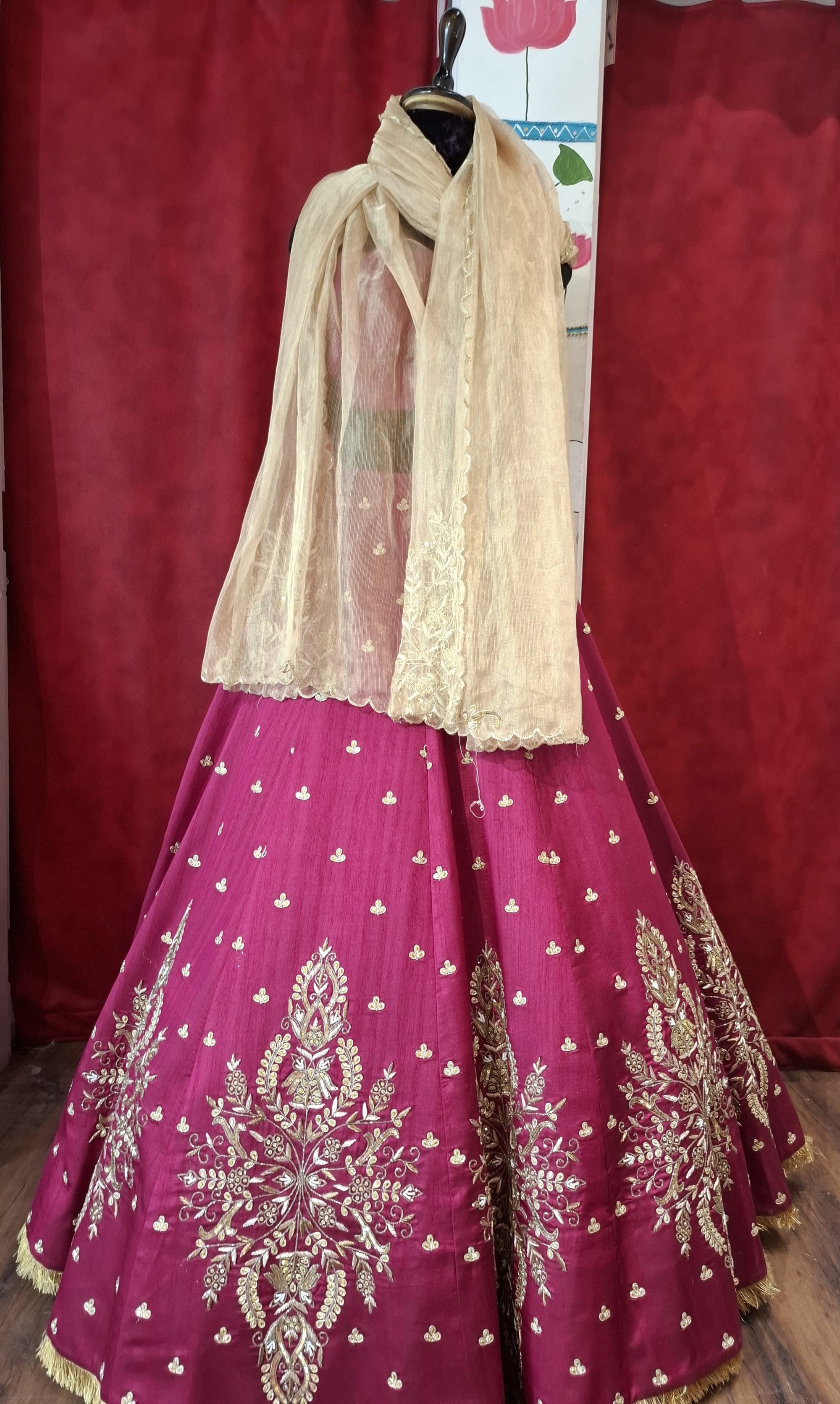 Ruby lehnga with dupatta