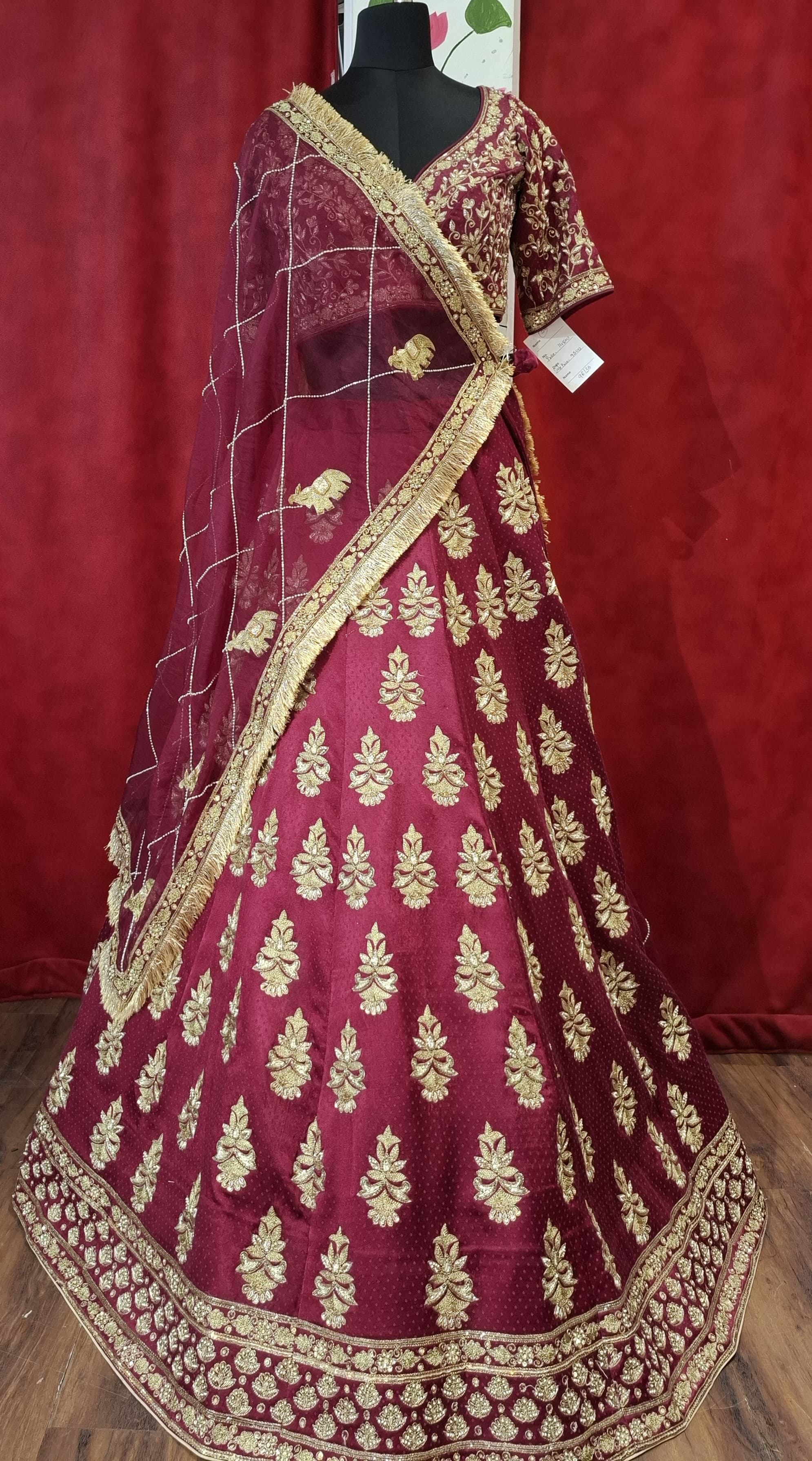 Ruby lehnga with dupatta