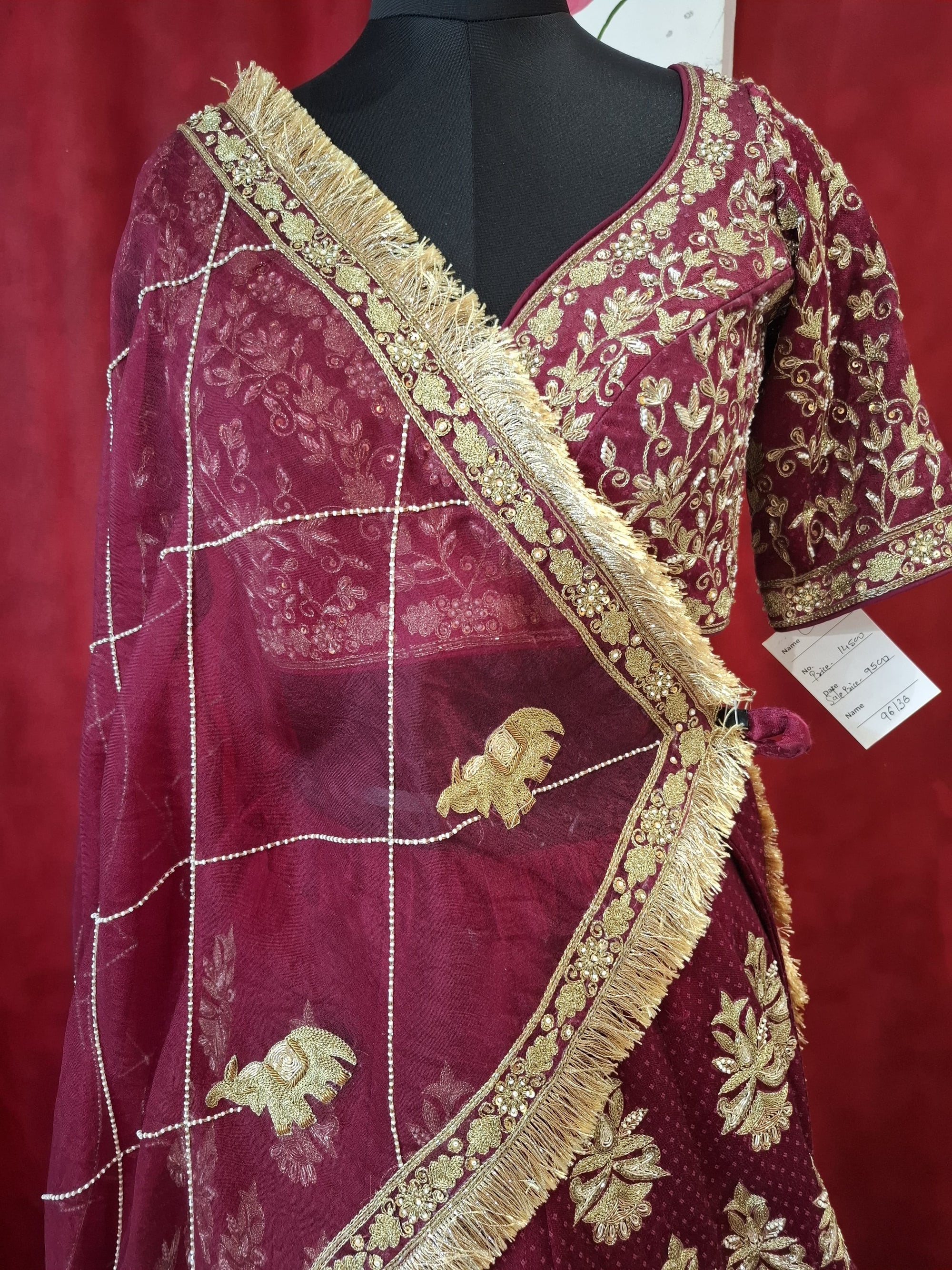 Ruby lehnga with dupatta