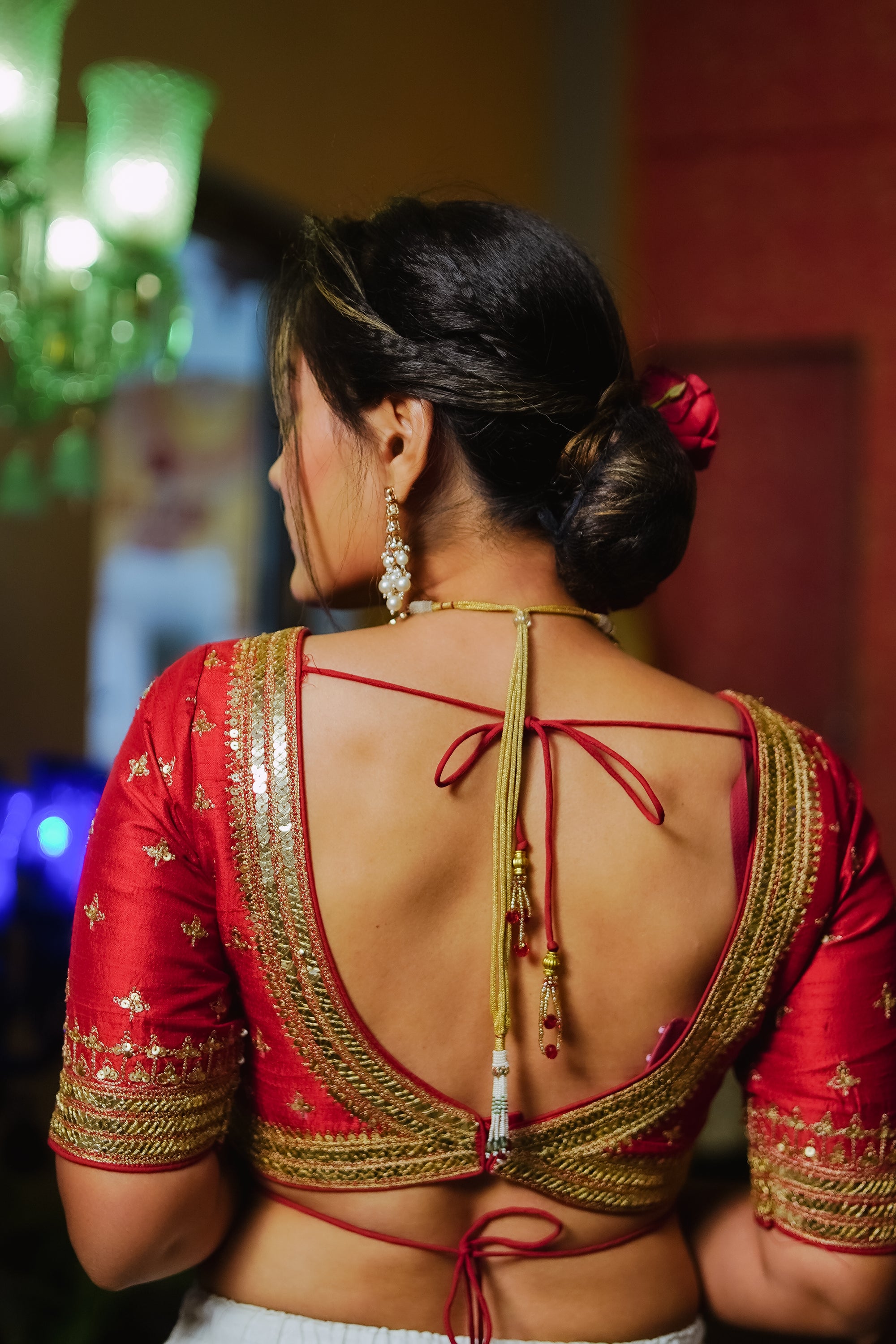 Red Blouse with Marodi Work